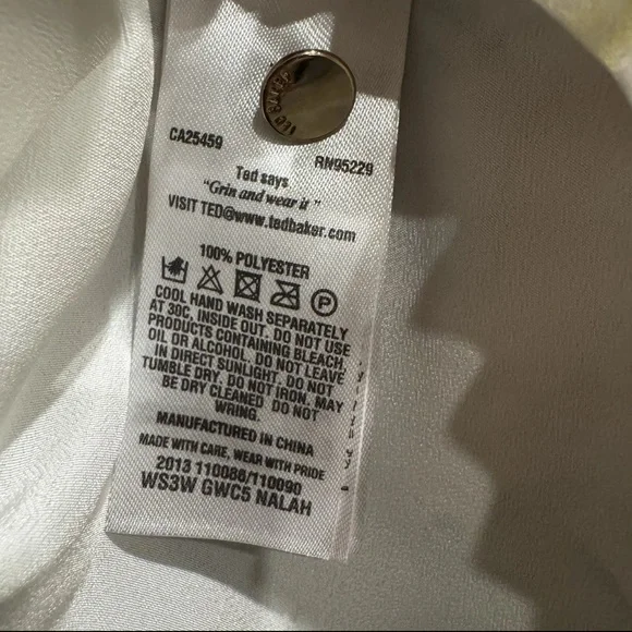 TED BAKER Women’s Dancing Leaves Sheer Pleated 3/4 Sleeved Blouse Sz US 10/L NWT - Picture 15 of 16